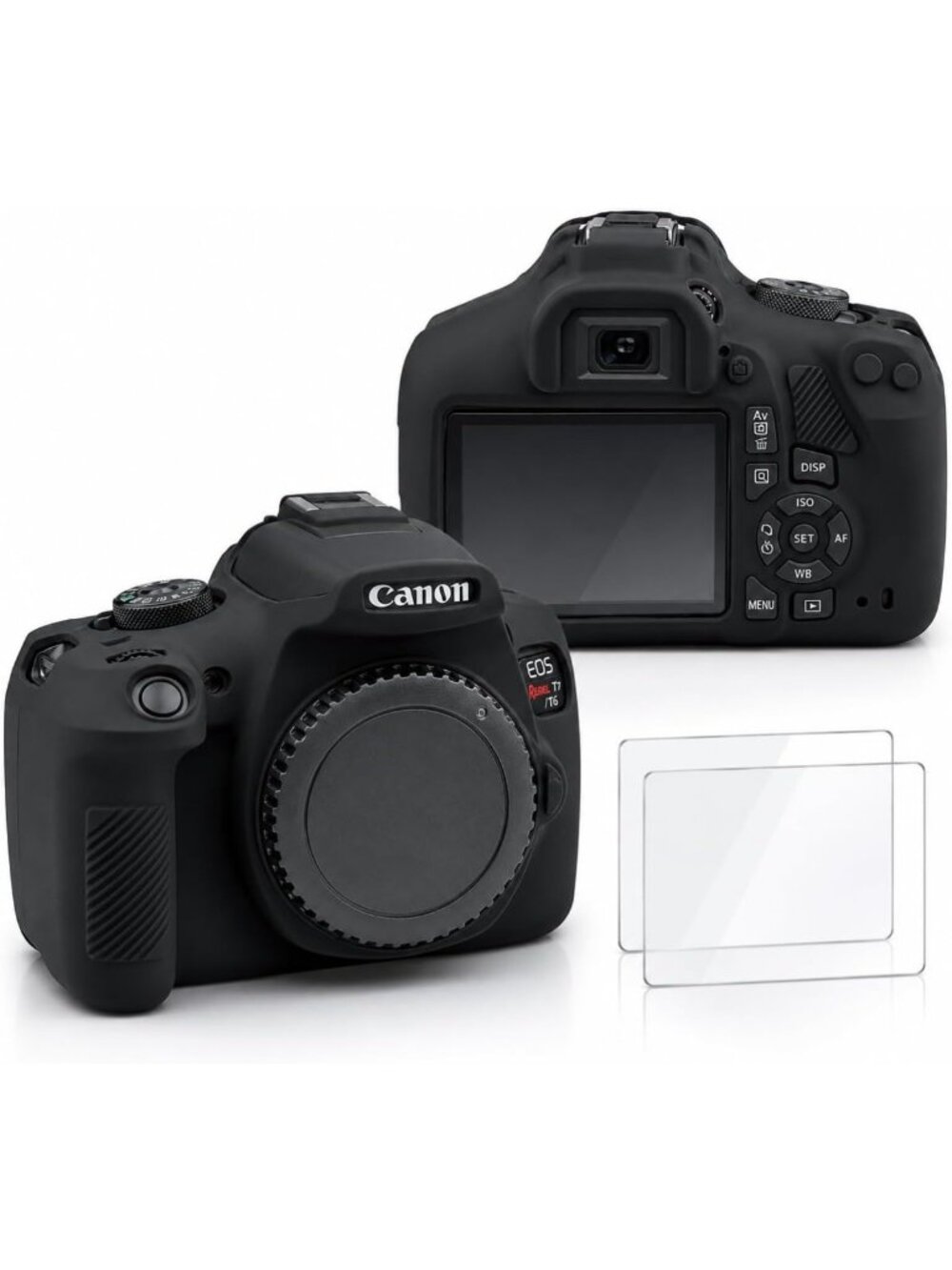 Soft Silicone Camera Case Cover for Canon EOS Rebel T7/T6 - Anti-Scratch, Screen